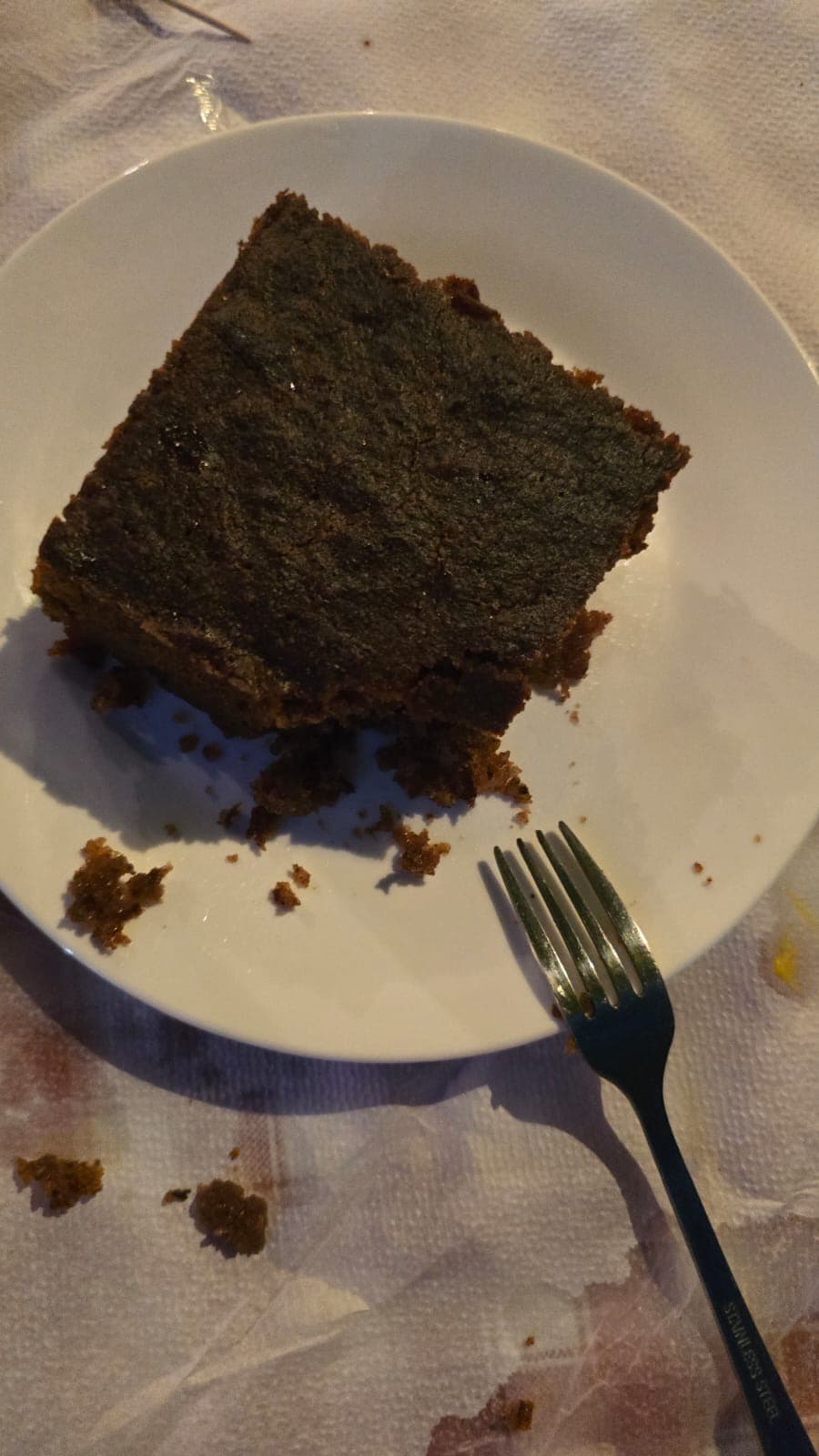 A slice of Greek walnut cake, karydopita, at O Foros